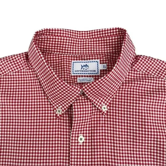🔃Southern Tide Men’s Red Plaid Long Sleeve Button Down Dress Shirt - Picture 4 of 7